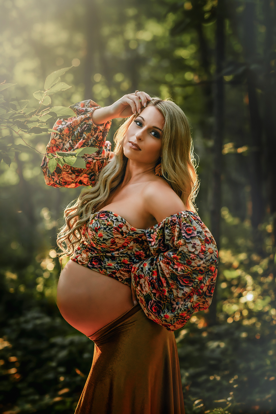 lovely pregnant woman in the forest